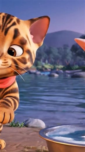 “Cute Cats Frying Fish by the Riverside 😺🔥🐟 | Adorable Cat Short