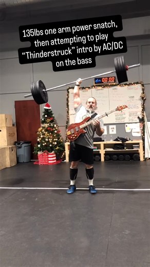 Alexander Mercieca | Decided to see if I could play the intro guitar part of “Thunderstruck” by AC/DC while holding 135lbs overhead. Hardest part was figuring... | Instagram