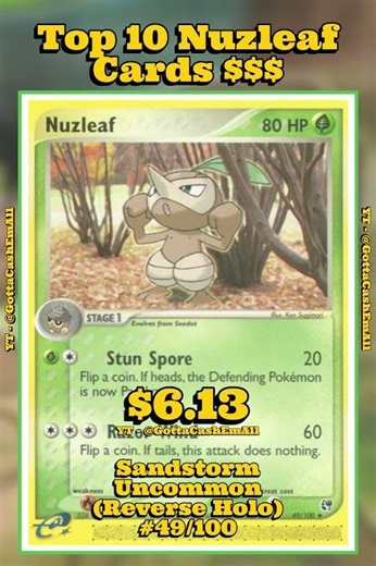Top 10 RAREST Nuzleaf Pokémon Cards You NEED to See! 🍃💎 (Hidden Gems!) #pokemon #top10 #tcg #pokémon