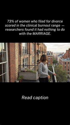 1. Family psychologists who analyzed divorce data from 3,100 married women found one number: 73% of women who initiated divorce in their 30s and 40s scored in the clinical burnout range at filing. Not in unhappy marriages. Not with unfaithful partners. Women in functional relationships who had run out of the resource to stay present. Most never thought their marriage was a casualty of their load. It was. 2. Emotional withdrawal solves three problems for a nervous system running on empty: conserv