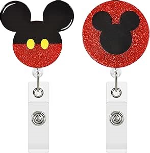 2 Pack Retractable Badge Holder Reels, Cute Red Mouse Badge Clips for School Students, Pediatric Nurses, Medical Assistant ID Badges Name Tag Card