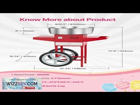 VEVOR Electric Cotton Candy Machine with Cart 1000W Commercial Candy Floss Maker