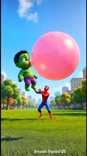 Baby Hulk Blowing GIANT Bubblegum! 🍬🎈 (Pop!) #Shorts