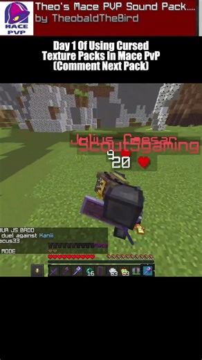Day 1 Of Using Cursed Texture Packs in Minecraft Mace PvP #minecraftmace #bedwarsspeedrun