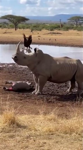 Vulture Attacks Baby Rhino — Then the Adult Rhino Launches a Savage Counterattack