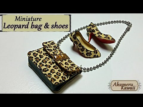 Miniature leopard handbag & shoes - polymer clay/fabric tutorial