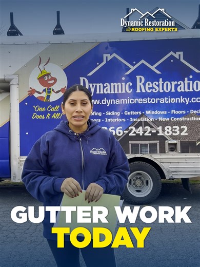 We’re out today taking care of gutter work. If you need help with gutters, siding, windows, roofing, or any home repairs, give us a call. . One Call Does it All 📲(866) 242-1832 . 🌐https://www.dynamicrestorationky.com