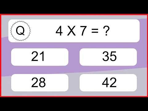 20 Multiplication Quiz Exercises for Kids