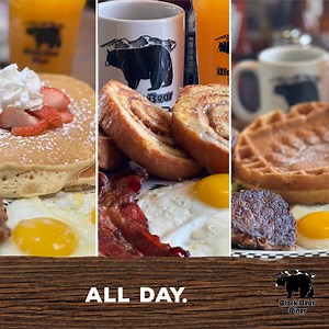 Build your own Bear’s Choice Breakfast 200 ways. Start with farm-fresh eggs, then choose from pancakes, biscuits & gravy, and more. Served all day at Black Bear Diner! 🐻✨ | Black Bear Diner