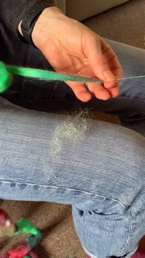 Adding a little sparkle magic to my handspun ✨🧶 #handspinning #spinningyarn #spinnersofinstagram #fiberart #fiberartist #indiedyedfiber #wooltops #handspun #yarnspinner #yarnlove #spinningwheel #cosyvibes #makersgonnamake #watercolorwool | Watercolor Wool