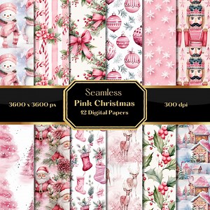 Pink Christmas Digital Paper: Festive Scrapbook Backgrounds (commercial Use) - Etsy