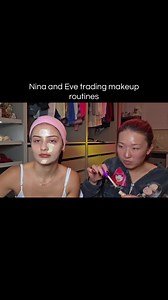 Nina and Eve trading makeup routines #wendyortiz #evelynortiz #ninalin #foryoupage #fyp