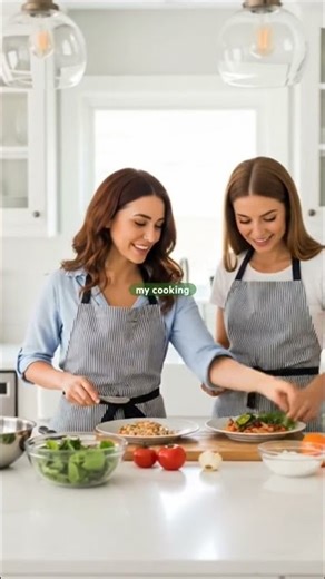 Enjoying cooking with friend