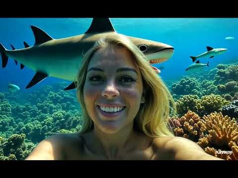 “Beautiful Woman Filming Selfie Underwater… Until a Shark Appears! 🦈📸