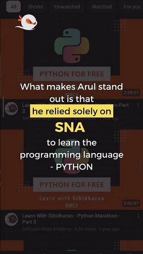 Arul shares how SNA Python marathon on YouTube helped him ace his board exams with an incredible 94%
