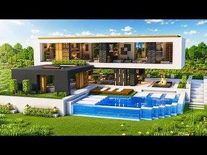 Minecraft: How to Build a Modern House Tutorial (Easy to Follow) #80 - Interior in Description!