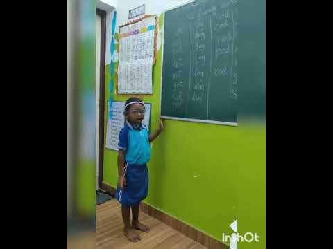 4yrs EuroJunior LKG Kids reading three letter words with Phonic Sound