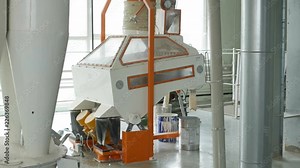 Modern automated grist mill, flour factory with equipment
