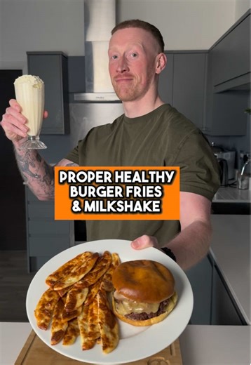 Proper Healthy Burger, Fries & Milkshake ✅ #carnivore #burger #fries #milkshake #healthyfood