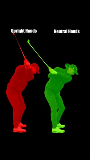 Upright Hands VS Neutral Hands. The more upright the hands work in the backswing, the more likely you will swing over the top. Get them working more around you to allow a straighter club path. | Ethanjonesgolf