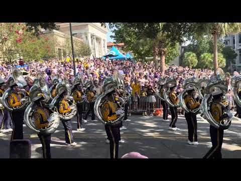 66 year old LSU Marching Band Tuba Kent Broussard’s first action playing on Victory Hill