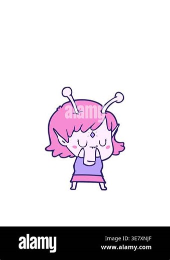 jumping motion animation of cartoon of an alien girl Stock Video Footage - Alamy