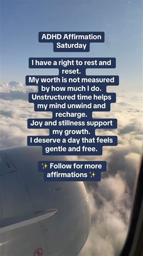 You are allowed to rest deeply and without guilt. This ADHD affirmation is your Saturday reminder to slow down, enjoy ease, and let yourself recharge. ✨ Follow for more affirmations ✨ #ADHDAffirmation #SaturdayAffirmation #ADHDSupport #NeurodivergentCare | Achieving With ADHD