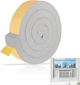 Window Air Conditioner Insulation Foam Strip 2 x 1 Inch,High Resilience Window Seal Weather Stripping Tape with Adhesive,Window AC Installation Kit,6.5 Feet Long x 1 Roll