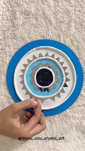 Creating Evil Eye Lippan Art 🧿✨ | Traditional Mirror Work #shorts #lippanart