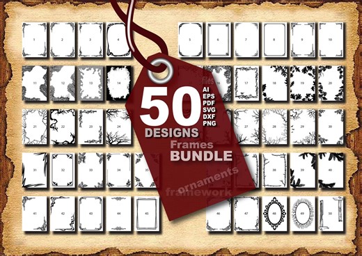 50 Vector Frames Bundle: Decorative Graphic Elements (digital Download) - Etsy