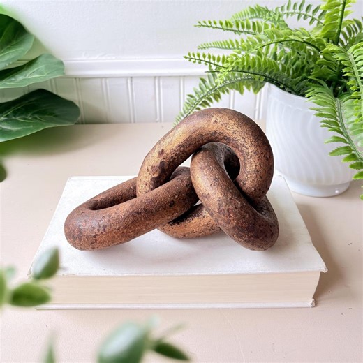 Heavy Chain Link Sculpture Brutalist Industrial Decor, Vintage 1970s Cast Iron Metal Knot Art - Etsy