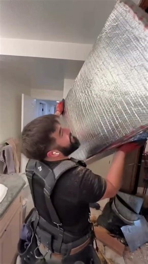 This is a duct installation for caring conditioned air to the upstairs of the house.