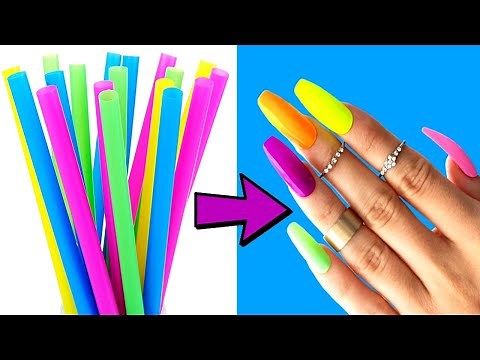 DIY: HOW TO MAKE FAKE NAILS FROM STRAWS #2 - Strong Method - 5 minute crafts