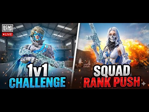 🔴 LIVE BGMI | 1v1 Challenge 💥 + Squad Rank Push 🚀 | RakshamX