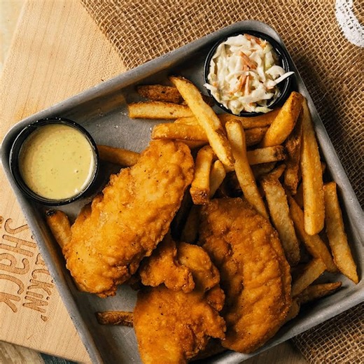 A Chicken Tender Dip is an artform. Meet us at The Shack! . . . . . . . . #shuckinshack #chickentenders #chickentender #tendies #chickentenderlife | Shuckin' Shack Oyster Bar