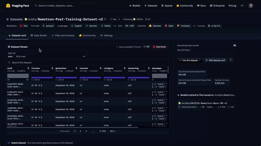 7.1K views · 182 reactions | ✨Just released: NVIDIA Nemotron post-training multi-lingual dataset ✨ We expanded permissive post-training dataset with addition of synthetically translated reasoning traces. ✋ Five new languages  World class reasoning traces 珞 Learn more: https://nvda.ws/45KHiDw  Download: https://nvda.ws/45KMsiX | NVIDIA AI | Facebook