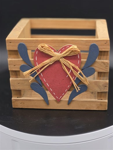 Rustic Wooden Crate With Heart Decor, Farmhouse Storage Box, Country Organizer - Etsy