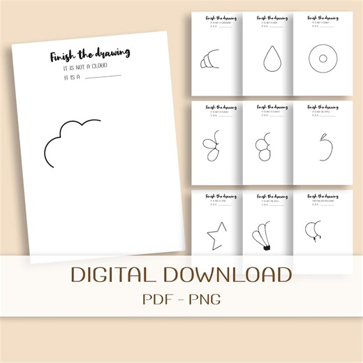 Finish the Drawing Printable "it is Not A… It is A…" - Creative Prompts Activity (10 Designs) - Etsy
