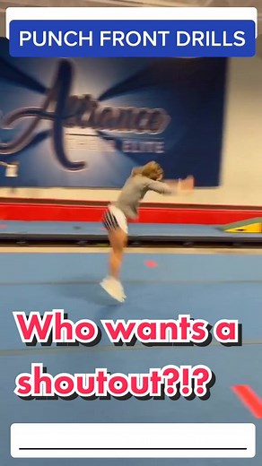 PUNCH FRONT DRILLS! Whoever tags the most friends will 100% get a shoutout video tomorrow! #flips #fyp #cheer #cheerleader #tumbling #coach #athlete