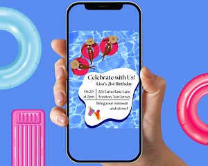 21st Birthday Pool Invitations - Etsy Australia