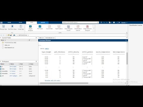 Machine learning prediction model using MATLAAB