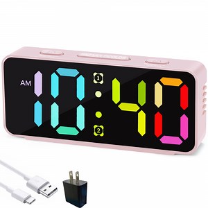 Super Loud Alarm Clock for Heavy Sleepers, Digital LED Clock with RGB Colorful Changing, Small Digital Clock for Kids Bedroom Bedside Nightstand, Desk Clock with Large Number