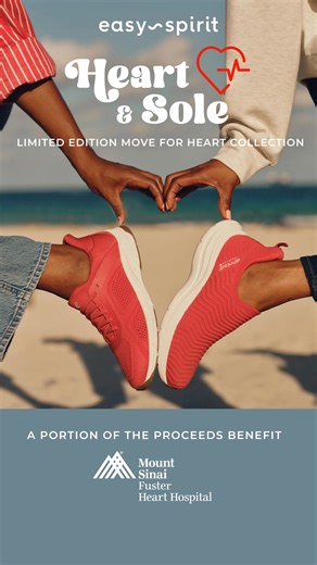 Move for stronger, healthier hearts. 👟 Easy Spirit brings you the Limited Edition Move For Heart Collection—comfortable hands-free sneakers designed for every day. 💚 Every purchase supports Mount Sinai's Fuster Heart Hospital. ❤️ Step into comfort. Step into purpose. 🌿 | Easy Spirit