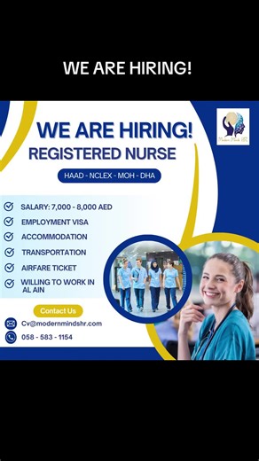 Modern Minds is currently seeking Registered Nurses holding a PRC license who are open to undergoing Dataflow Verification and Examination. Additionally, we welcome Registered Nurses with active DHA, HAAD, MOH, or NCLEX licenses to become part of our team if you are interested, please submit your resume or fill out the provided form. HAAD/NCLEX/PRC LICENSE HOLDER- https://docs.google.com/forms/d/e/1FAIpQLScxXBdZWvf-wSB9m3aJLJqj2iLx1UEe6BHOpb9ANCatssWP3A/viewform #DHA #HAAD #PHRN #HAADNurse #DHAN