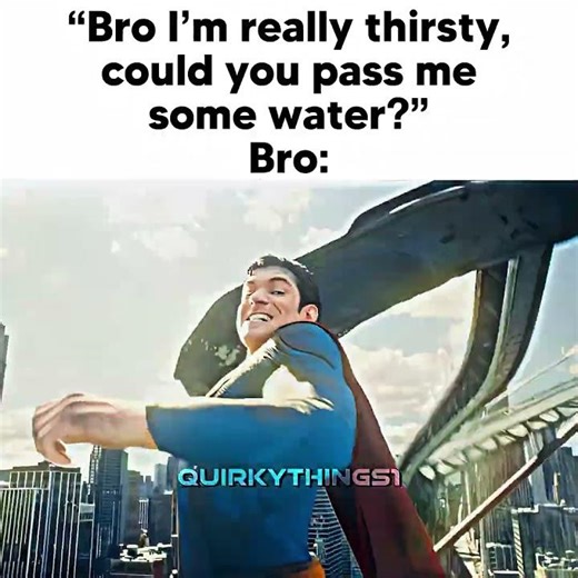 Me KINDLY passing water to bro:😇 Superman throwing water tank at Kaiju meme #memes #superman #funny