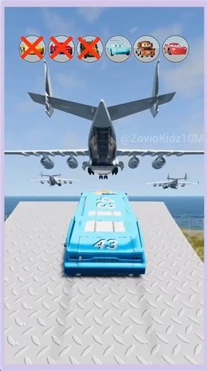 Can Disney Cars Land Inside the Plane? | Mega Ramp Stunts✈️🏎️ #viral #shorts #trending #kidsvideo