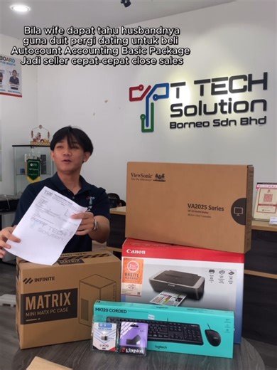 Kena sentiasa pantas bila dah buat sales😏 Kalau boss nak cari Accounting software yang lengkap untuk perniagaan boss, Kami di T Tech Solution menawarkan Autocount Accounting (Basic Pakage)✨ Dengan Accounting Basic Package, Boss akan dapat : ✅Software: Accounting Basic Edition (inc Stock Function) ✅New PC Win10, i5 12th Gen*, 8GB RAM, 256GB SSD ✅ x1 20' Monitor ✅ x1 Free E-Invoicing Module ✅ x1 A4 Printer ✅ x1 Keyboard & Mouse Set ✅ x1 Free Pendrive 64GB ✅ x1 Free E-Invoicing Module Banyakkan Bo