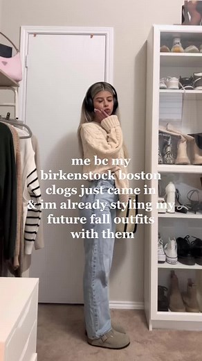 the birkenstock boston clogs are for cool girls 🫶🏻 #fallfashion #outfits #inspo #birkenstocks #birkenstockboston #clogs #itgirl #pinterest #trendy #styleinspo #ootd #shoeunboxing