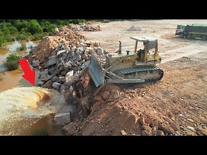Part 32| Wonderful Active Big Land Filling Process The Dozer Moving Rock Leveling The Ground