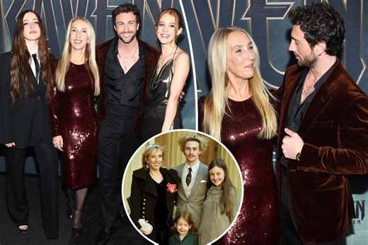 Aaron Taylor-Johnson, 34, and wife Sam, 57, make rare red carpet appearance with her two adult daughters